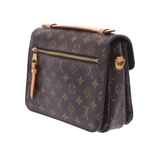 Louis Vuitton Pochette Canvas Handbag Brown Monogram Bag Metis